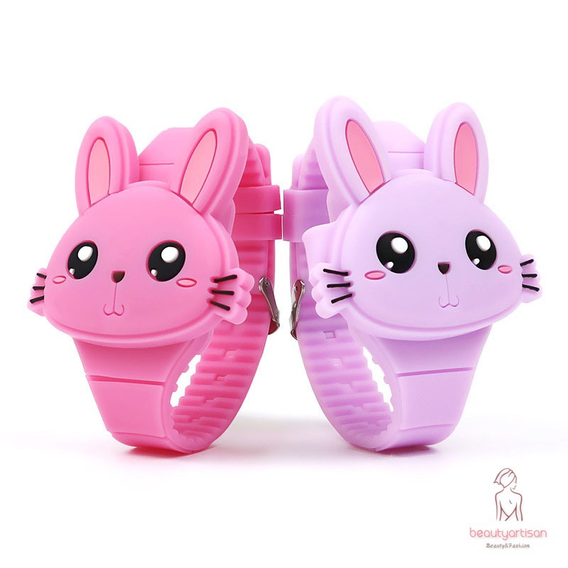 Đồng hồ điện tử dây silicon hình thỏ dễ thương cho bé