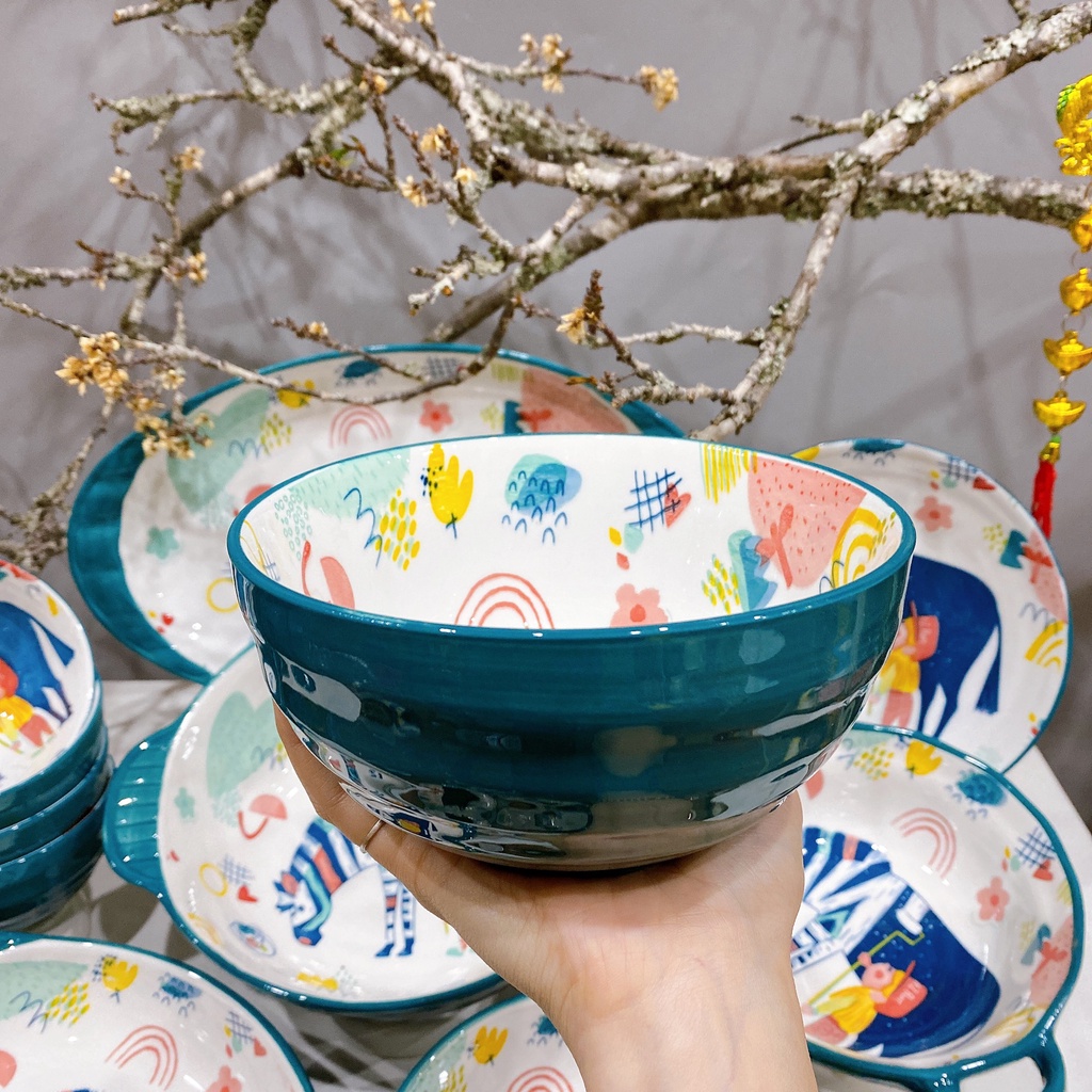 Set bát đĩa 11 món ngựa vằn siêu xinh