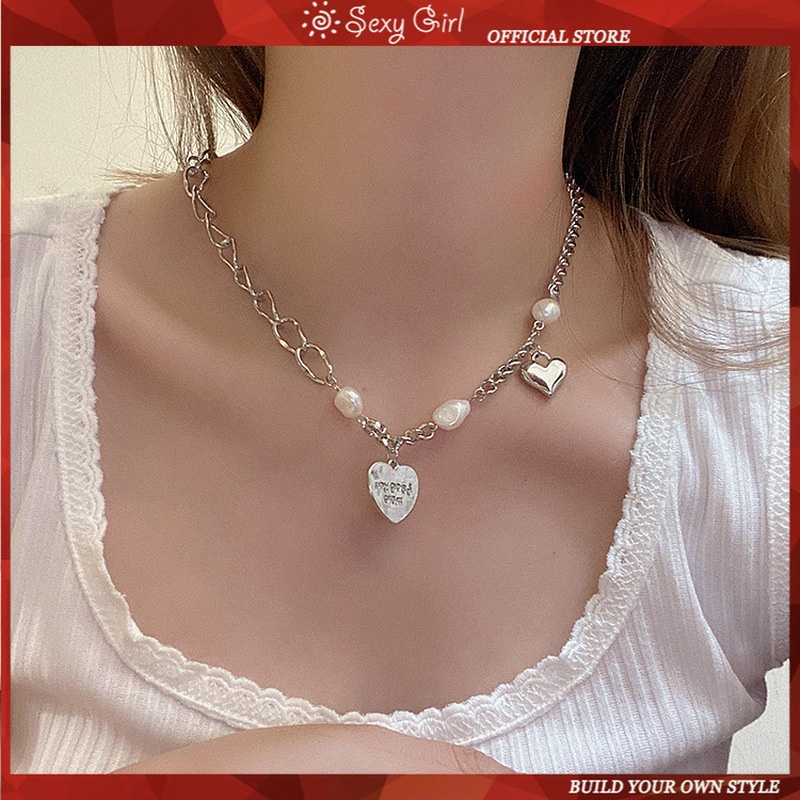 Vòng cổ Mặt Trái Tim Đính Đá Hồng Phong Cách Ngọt Ngào Sang Trọng Dành Cho Nữ