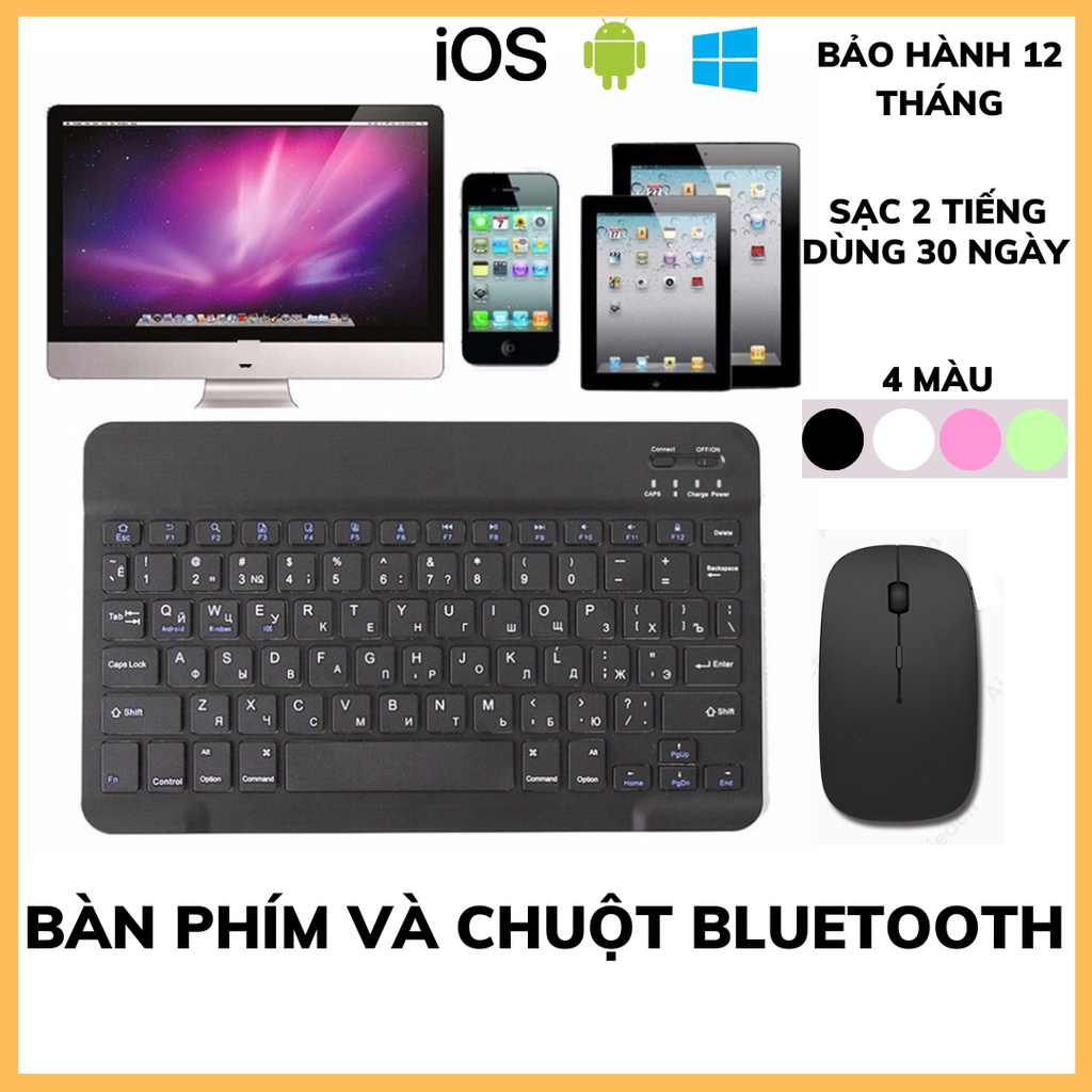 Bàn phím bluetooth chuột bluetooth không dây HP 10 inch cho điện thoại máy tính bảng laptop PC Pin sạc