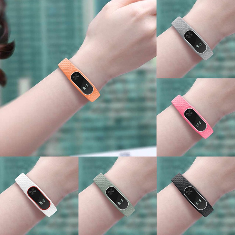 Duo Teng Dây Đeo Thay Thế Chất Liệu Silicon Màu Trơn Cho Xiaomi Mi Band 2