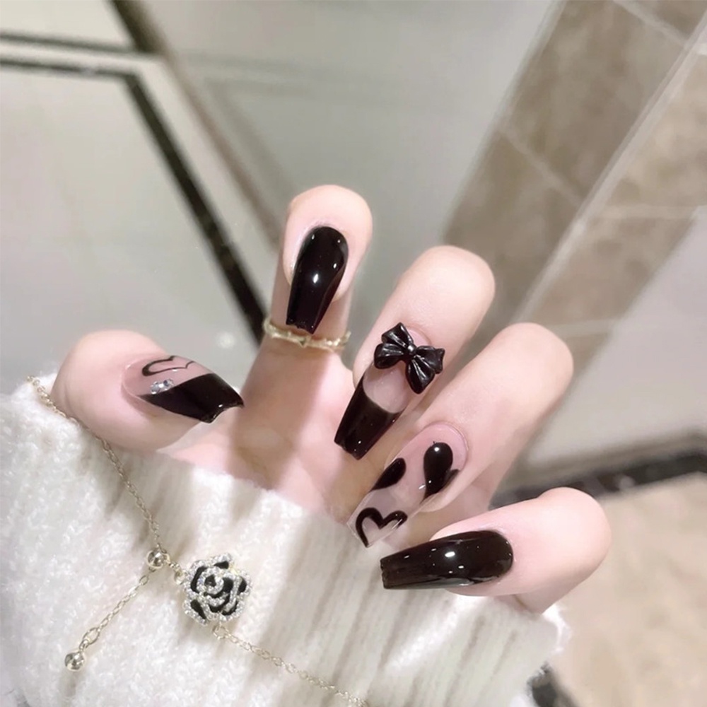 Bộ 24 Móng Tay Giả Ngắn Trang Trí Nghệ Thuật
