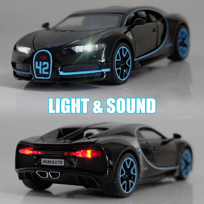 Mô Hình Xe Ô Tô Bugatti Chiron Có Đèn Và Âm Thanh Bằng Hợp Kim Tỉ Lệ 1: 32 Cho Bé Trai