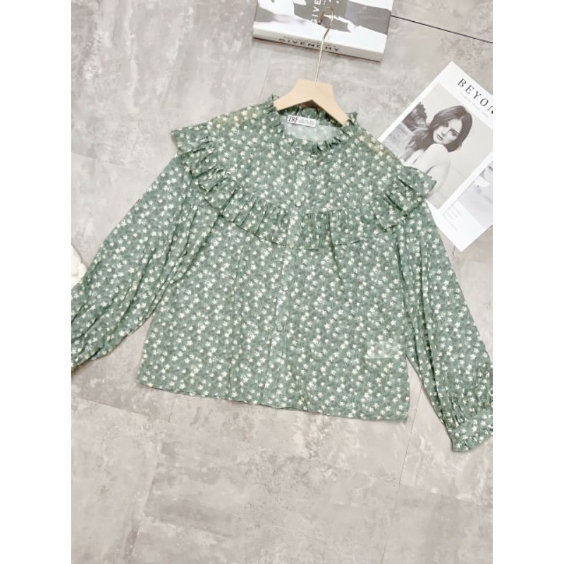 Áo xanh hoa nhí cúc bọc | BigBuy360 - bigbuy360.vn