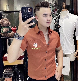 Áo sơ mi nam ngắn tay chất đũi thêu hoa cúc siêu Đẹp hàng cao cấp giá rẻ tận xưởng