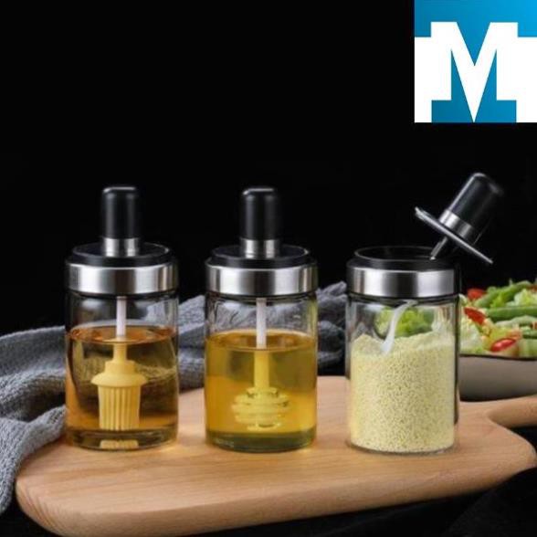 Lọ gia vị , hũ gia vị thủy tinh kèm thìa, thìa khuấy