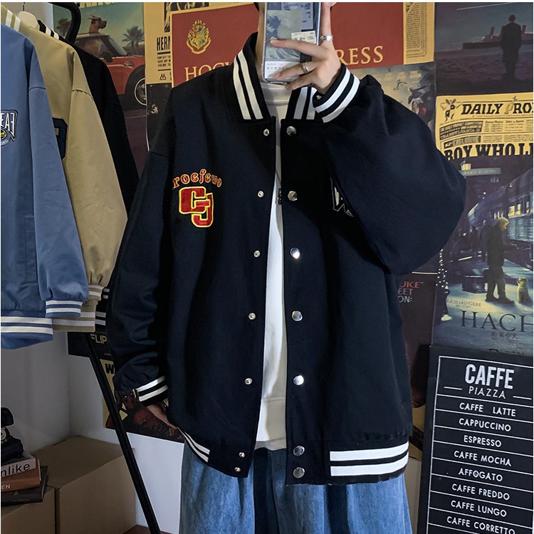 Áo Khoác Dù Nam Bomber Nút Gài Form Rộng GJ Nam Nữ Phong Cách Ulzzang