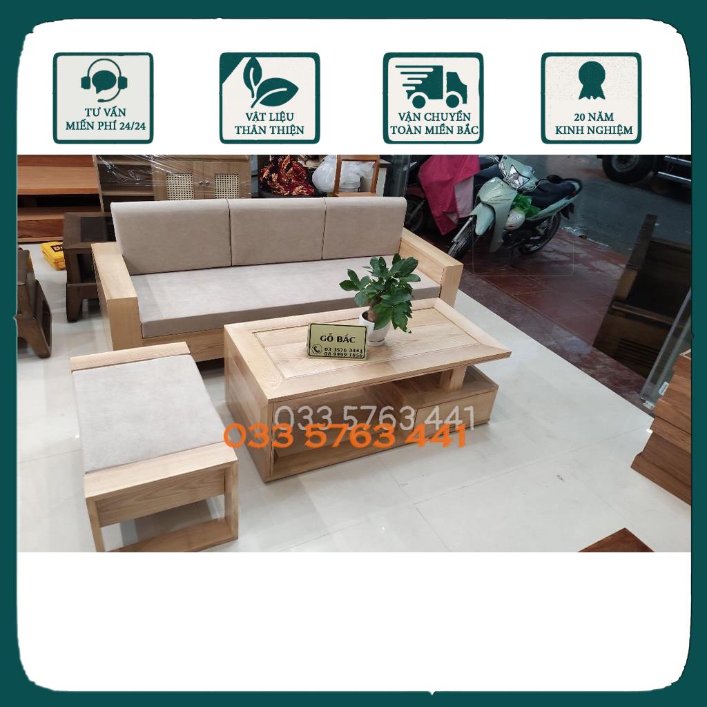 GIÁ GỐC - Sofa 3 ngăn kéo hiện  gỗ sồi nga 100% - sofa chung cư ghế dài 2m3 kèm 1 đôn to hoặc 2 đôn nhỏ