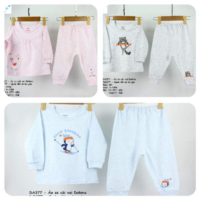 Bộ dokma cotton organic mùa thu cho bé