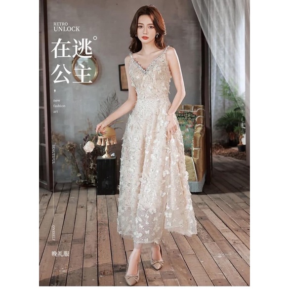 Đầm 2 dây kết đá