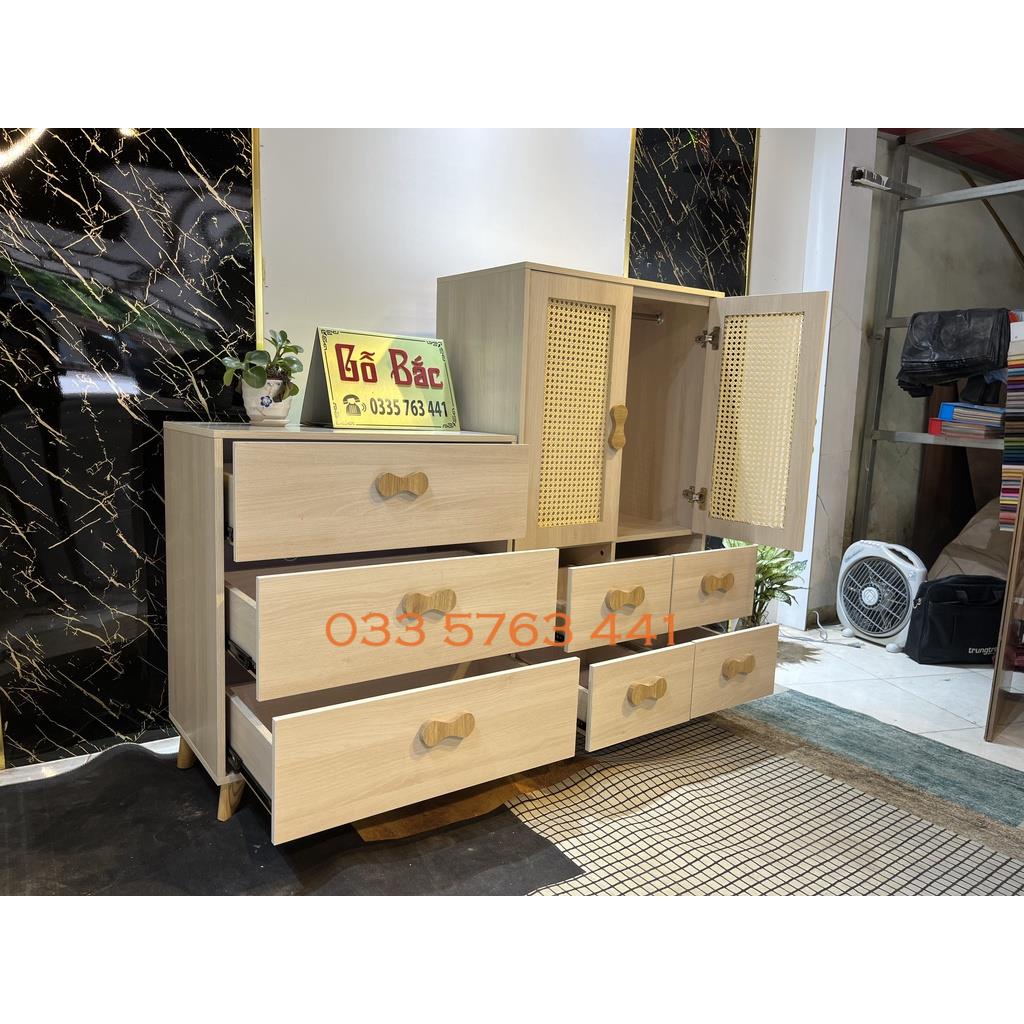 Tủ trẻ em cánh mây thoáng khí, kiểu dáng mới nhất 2022, phong cách đáng yêu dành cho bé, tủ có ngăn kéo và thanh treo đồ