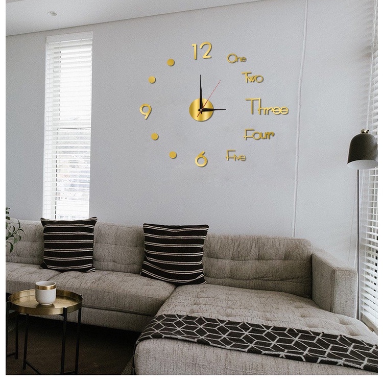 Đồng Hồ Dán Tường 3d Chất Liệu Acrylic Độc Đáo