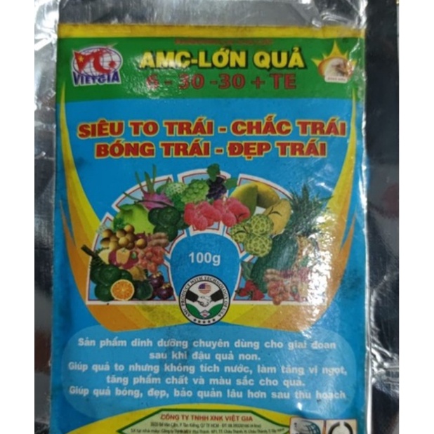 Phân bón AMC - lớn trái NPK 6-30-30 chuyên dùng cho cây ăn trái giai đoạn nuôi quả gói 100gr