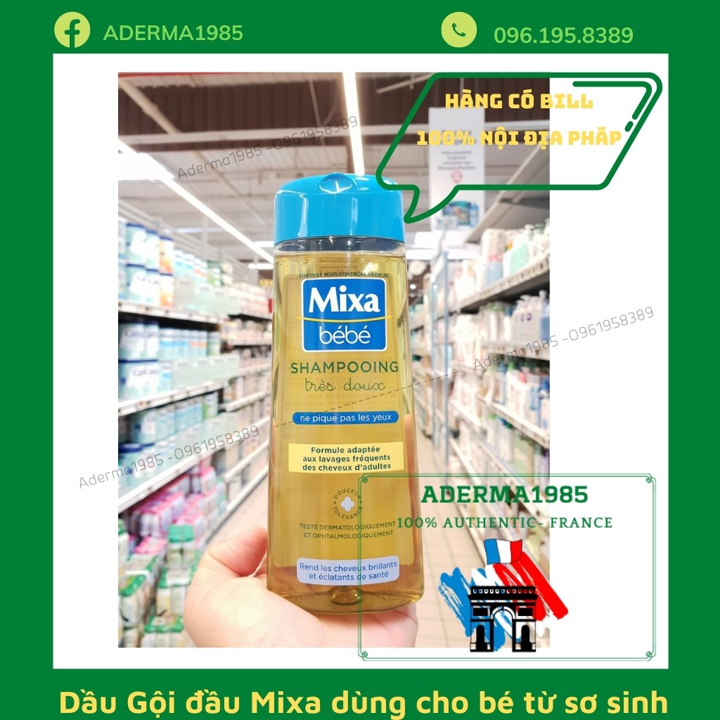 Dầu gội trẻ em Mixa Bebe dưỡng tóc, giúp tóc bé mượt và mềm.