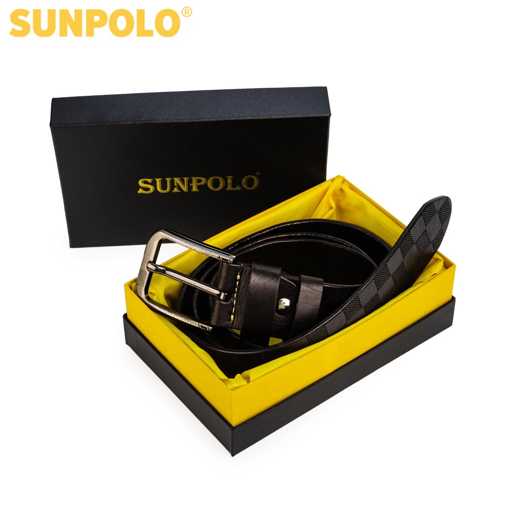 Thắt lưng nam da bò SUNPOLO Đen Nâu - BS41DN