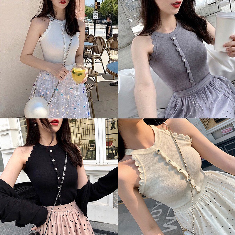 [Mã FAMAYWA giảm 10K đơn 50K] Áo Tank Top phối nút thiết kế nữ tính thanh lịch | BigBuy360 - bigbuy360.vn