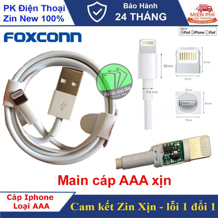 Cáp sạc iPhone Lighning Foxconn - CHẤT LƯỢNG, GIÁ RẺ- BẢO HÀNH 1 THÁNG ĐỔI MỚI