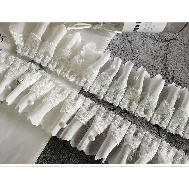 Cuộn dây ruy băng ren hoa 3D dài 1m dùng trang trí