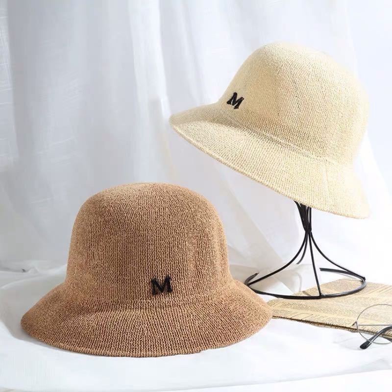 Mũ Bucket Cói Chữ M Hàn Quốc Siêu Xinh