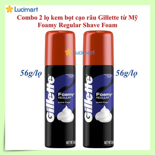 Combo 2 lọ kem bọt cạo râu Gillette Foamy Regular Shave Foam, 56g/ lọ [Hàng Mỹ]