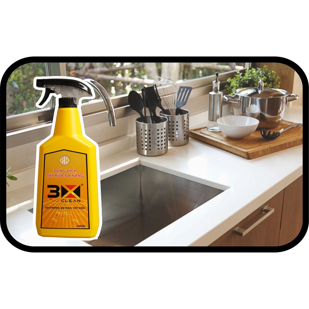 Dung dịch tẩy đa năng 3X CLEAN ( tẩy rửa dầu nhớt, dầu mỡ, tẩy rửa nhà bếp, phòng khách, làm sạch lốp xe, yên xe. 1000ml