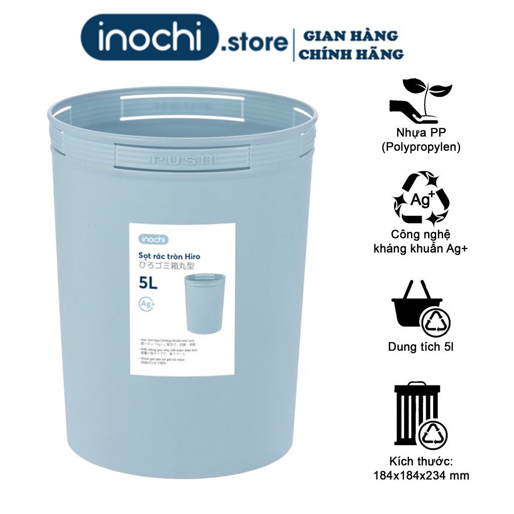 Thùng Rác Mini Nhựa Tròn Inochi 5/10/15 Lít Màu Rất Đẹp Làm Sọt Rác Văn Phòng, Khách Sạn