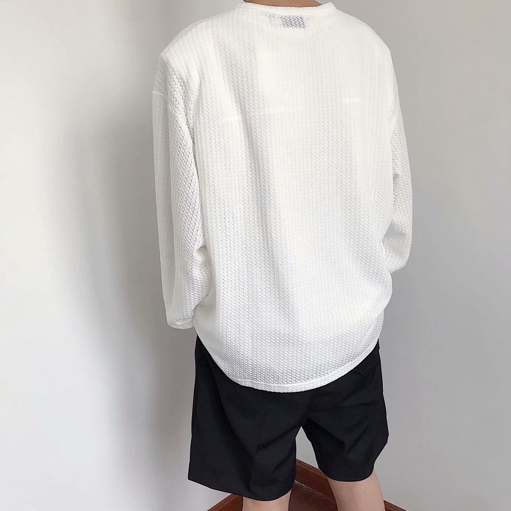 Áo Hoodie Tay Dài Cổ Chữ V Dáng Rộng Phong Cách Hàn Quốc Dành Cho Nam Nữ