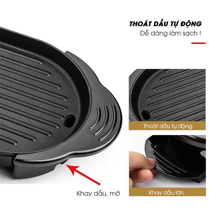 Bếp Nướng Lẩu Đa Năng Không Khói 2in1 JK96, Nồi Lẩu Nướng BBQ Kiểu Dáng Hàn Quốc Bảo Hành 1 Đổi 1