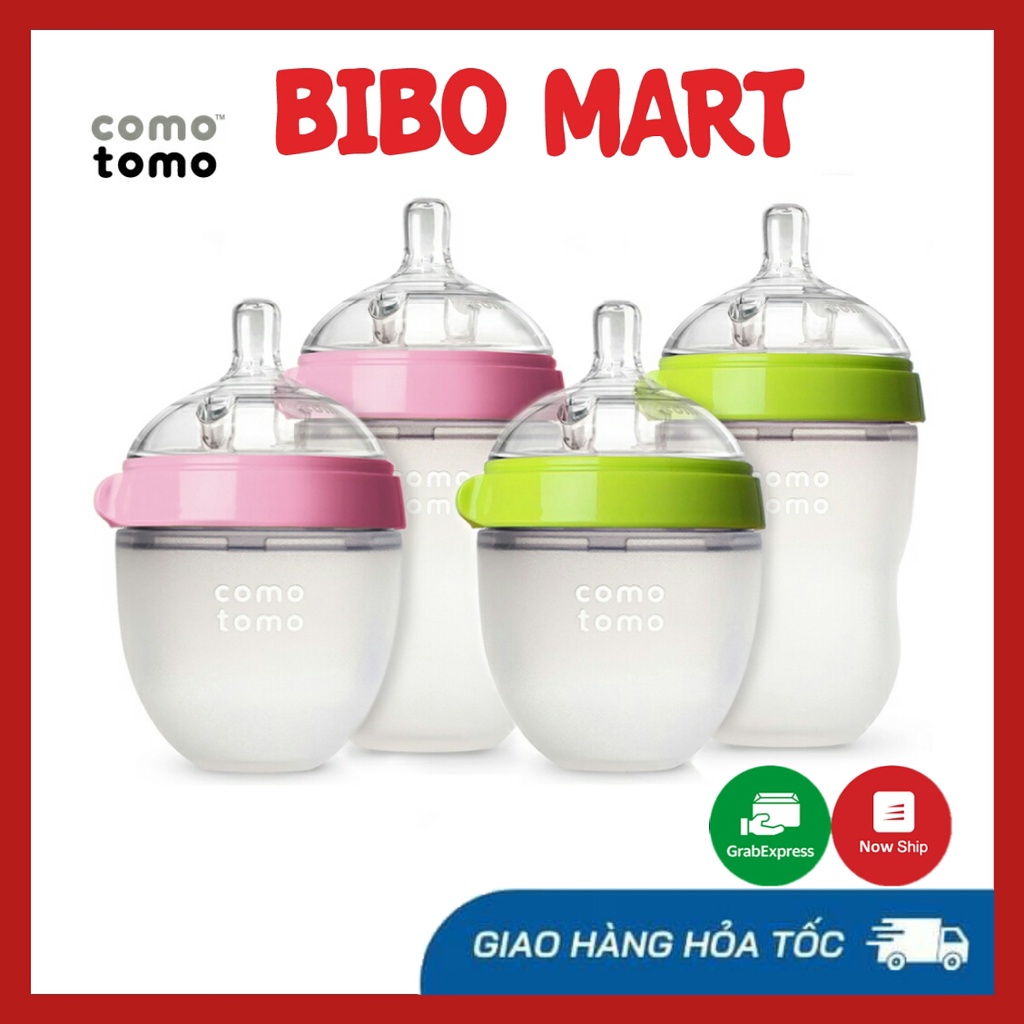 Bình Sữa Comotomo 150ml 250ml TẶNG KÈM TAY CẦM CÁNH TIÊN