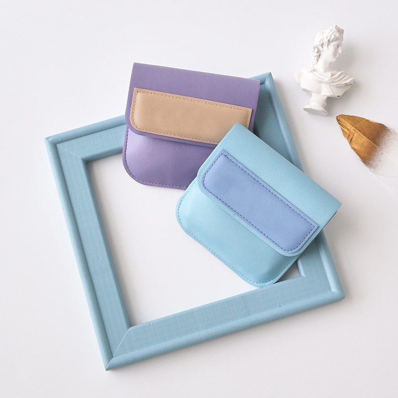 Ví Mini Cầm Tay Bằng Da Pu Có Khóa Cài Dùng Đựng Tai Nghe / Tiền Xu Cho Nữ