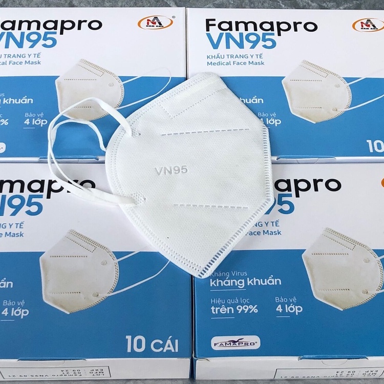 Khẩu trang y tế kháng khuẩn 4 lớp Famapro VN95 đạt chuẩn N95 (10 cái/ hộp)