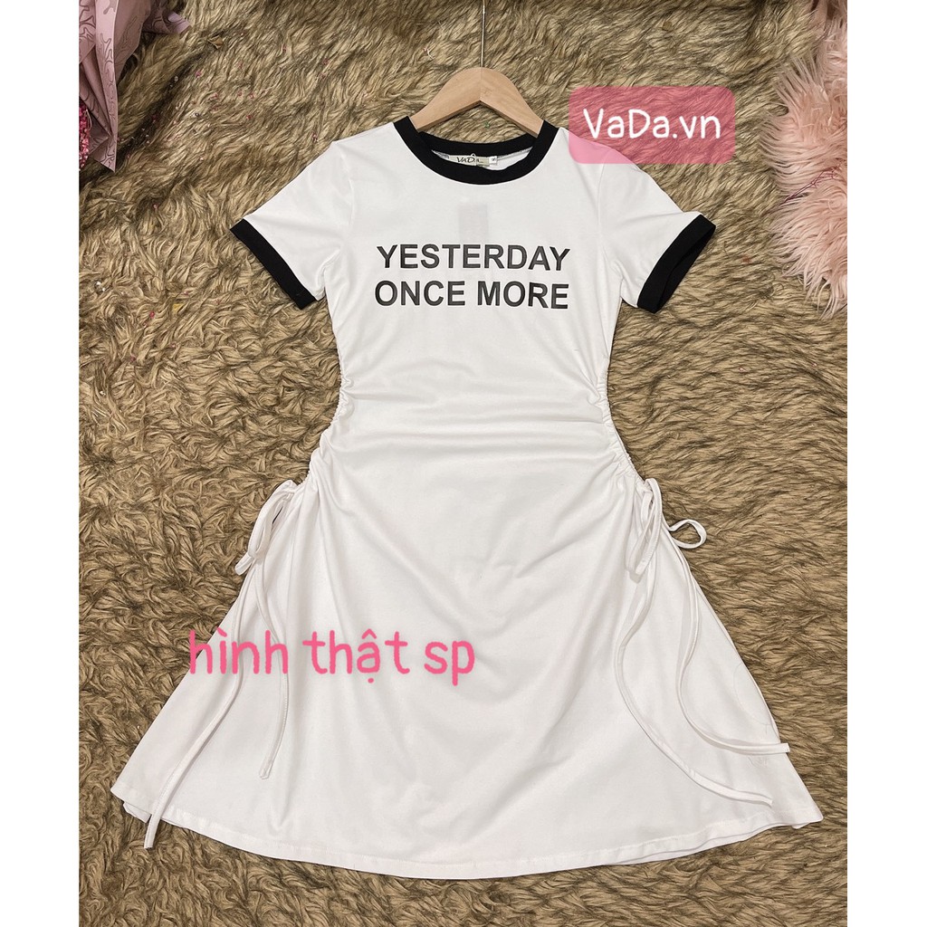 Đầm xoè tay ngắn cổ tròn viền in chữ so iu đi biển, đi chơi, dạo phố - Thời Trang VADA (Đ8) | BigBuy360 - bigbuy360.vn