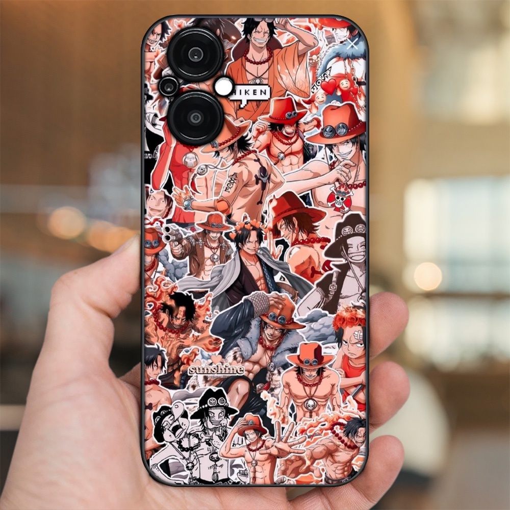 Ốp lưng Oppo Reno 8Z 5G viền đen in hình Ace One Piece