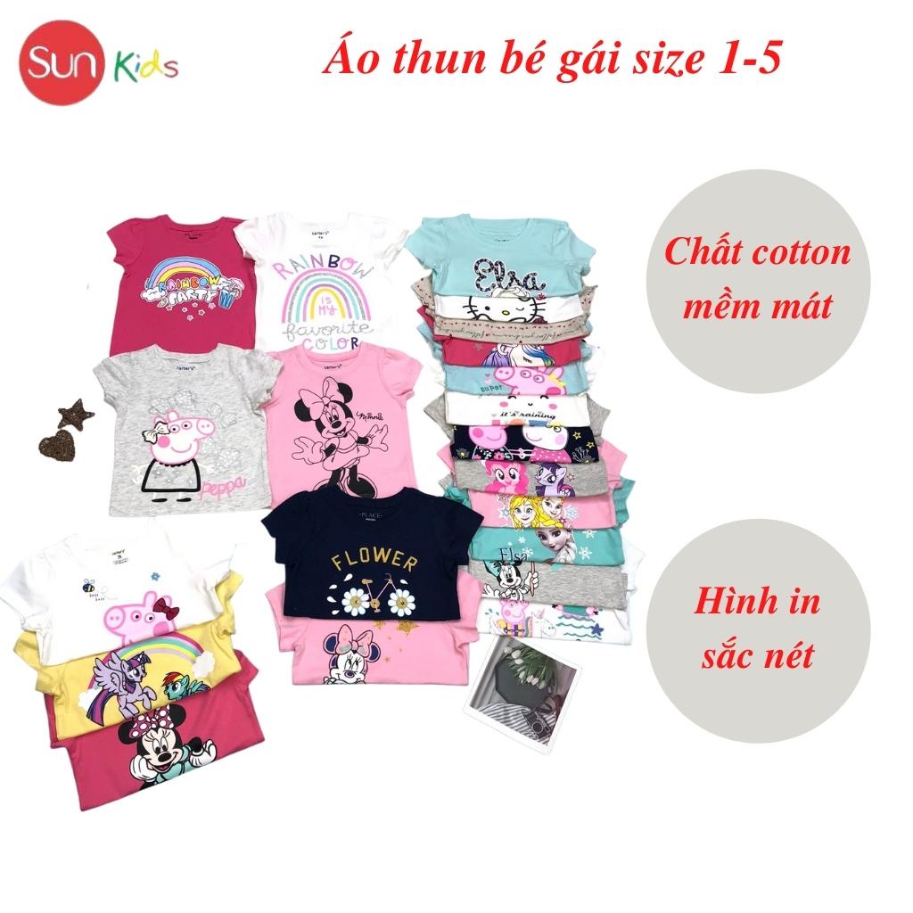 Áo thun cho bé gái, áo phông bé gái chất cotton mềm mát, size 1 - 5 tuổi - SUNKIDS