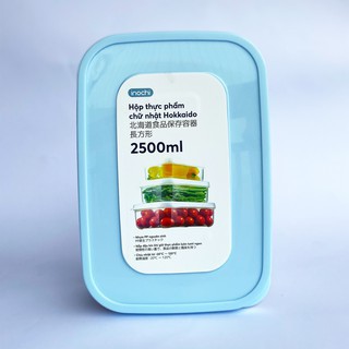 Bộ 3 hộp nhựa đựng thực phẩm Hokkaido Nhật - Chữ Nhật đựng đồ ăn, thức ăn trong ngăn đá tủ lạnh, bảo quản thực phẩm tươi
