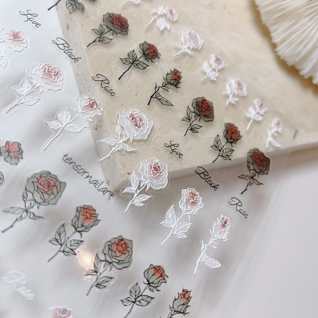 Sticker nail lụa hoa 5D