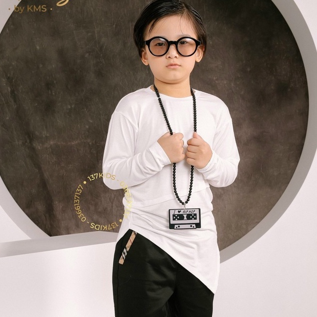 Áo phông hiphop cotton dài tay thiết kế phong cách cho bé trai 137KIDS