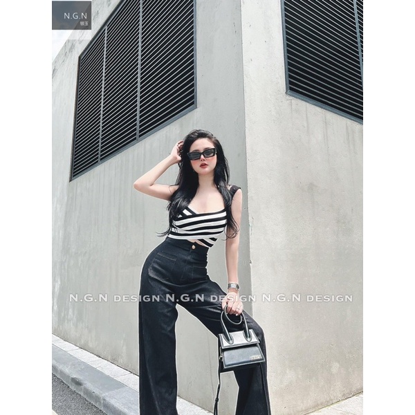 Sét áo len chéo hai dây + quần xuông