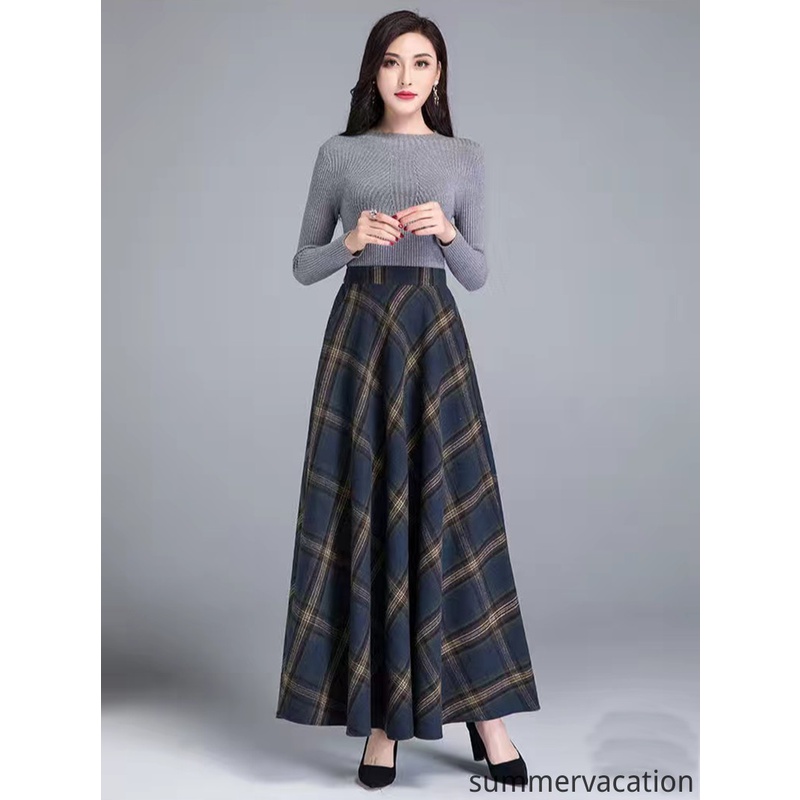 Chân váy Maxi len Cashmere 80cm dáng dài cỡ lớn thời trang thanh lịch cho nữ
