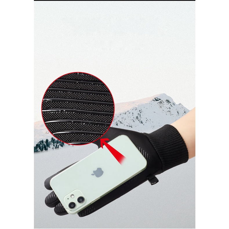 Găng tay nam mùa đông cho phượt thủ, lái xe máy, chạy Grab, đi phượt, đạp xe, cảm ứng trên điện thoại lót lông cực ấm