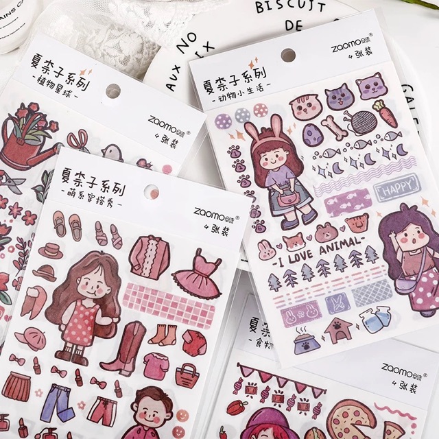 Set 4 tờ stickers dễ thương