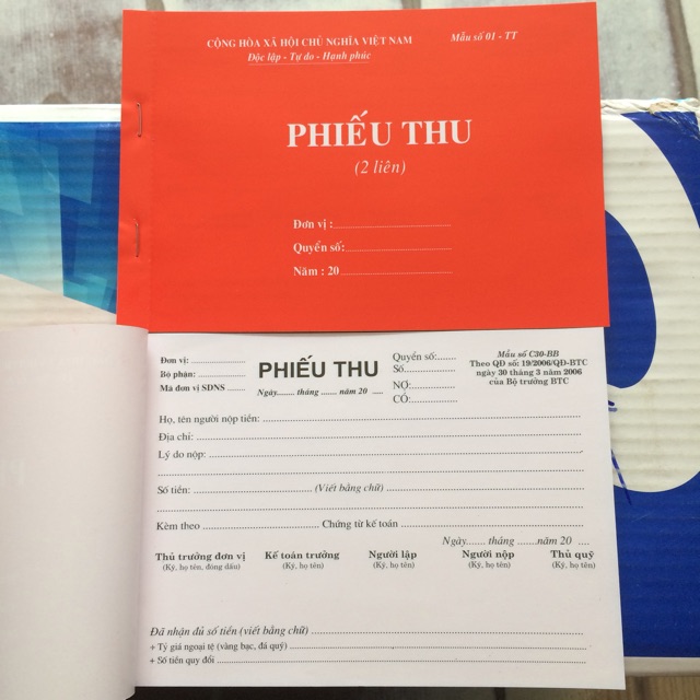 Phiếu thu 2 liên, 3 liên