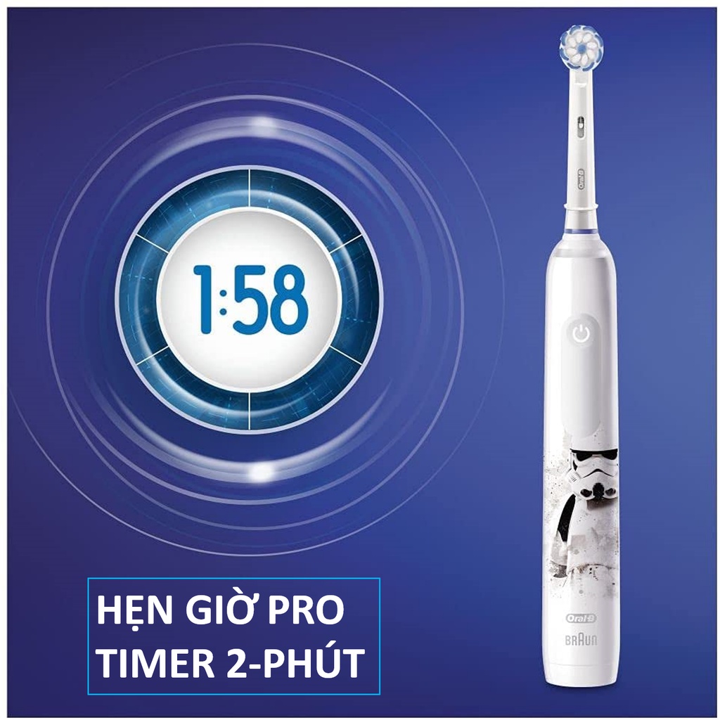 [Mới Về] Bàn Chải Điện Trẻ Em 6+ Tuổi Oral-B Pro 3 Junior Kids - 3 Chế Độ, Cảm Biến Lực 360°, Bàn Chải Điện Cho Bé OralB