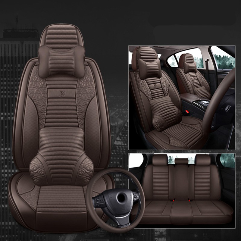 Bộ 5 ghế lót ô tô siêu sang,có bao vô lăng,2 gói lưng,2 gói đầu.phù hợp mọi loại xe-83208