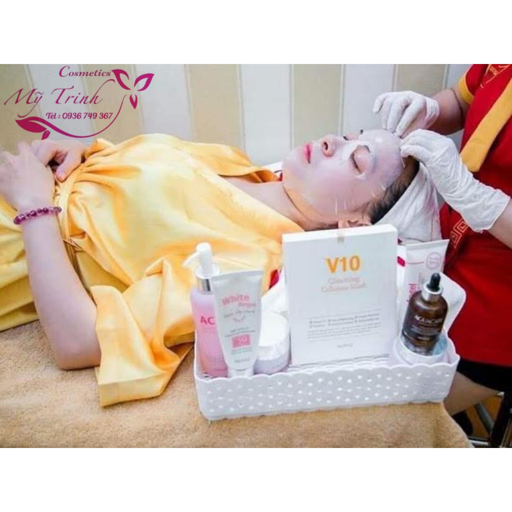 [1 hộp - 5 miếng] Mặt nạ V10 Gleaming SKINAZ đắp mặt cao cấp 100% tự nhiên, trắng da, kiềm dầu, mịn da