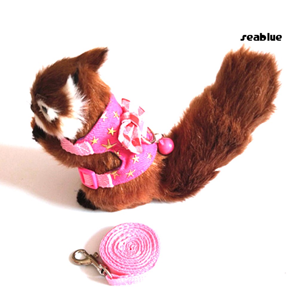 Dây xích dạng áo họa tiết sọc đính nơ và chuông cho thỏ / hamster kèm dây dắt