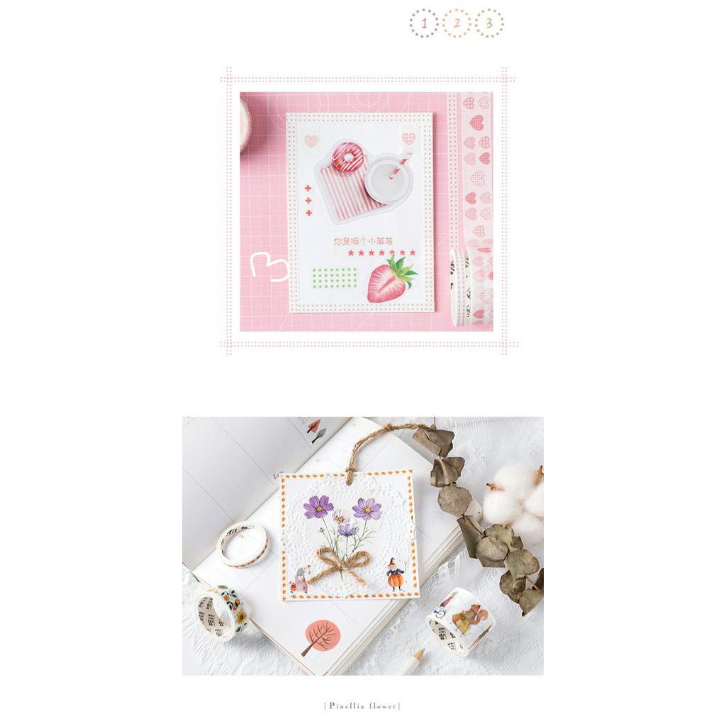 DecorMe Hộp washi tape cute 20 cuộn nhiều hình dễ thương trang trí sổ tay