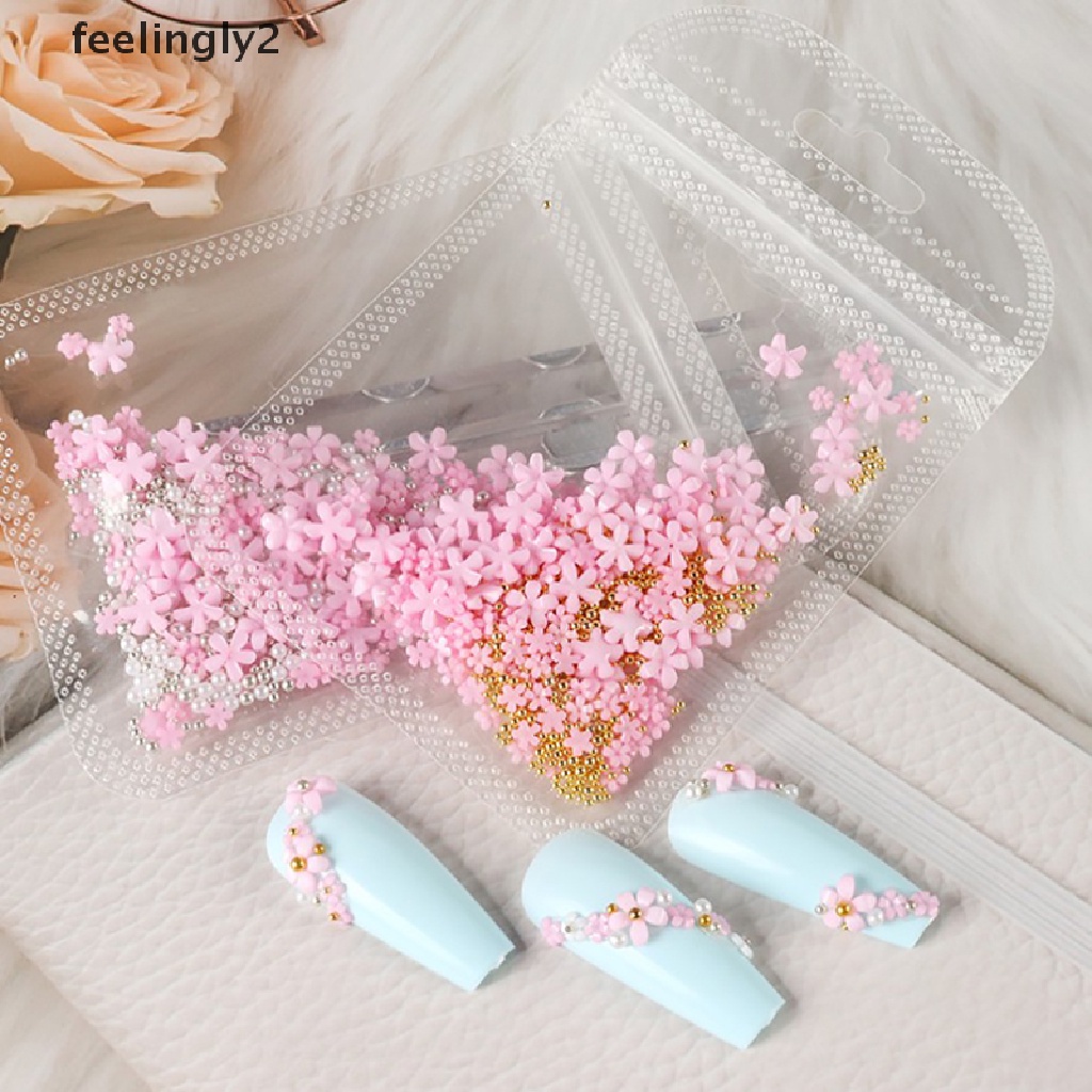 Hạt cườm acrylic hình bông hoa đính trang trí móng tay