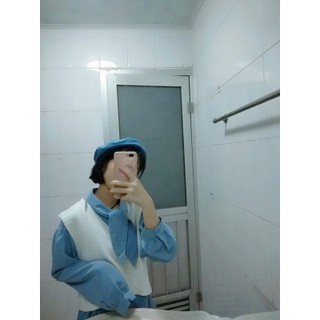 SM02 Sơ mi cổ thắt nơ bánh bèo (Có ảnh thật)
