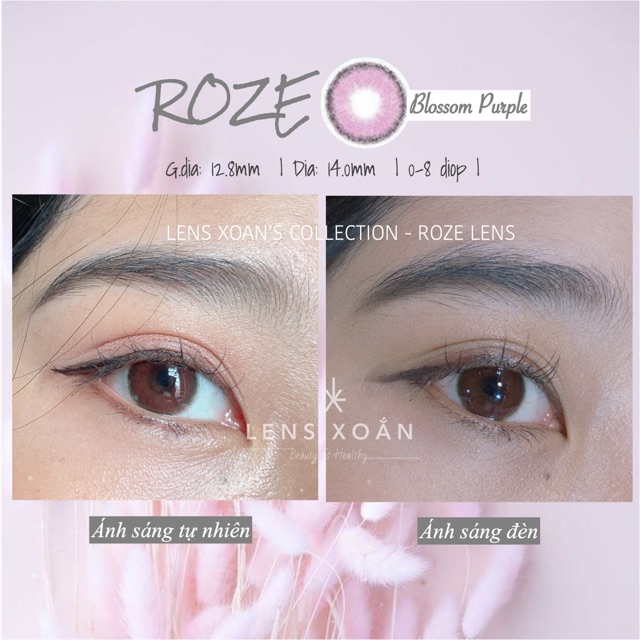 KÍNH ÁP TRÒNG ROZE BLOSSOM PURPLE CỦA B.S.COR: LENS HỒNG TÍM SIÊU TỰ NHIÊN 6 tháng | Lens Xoắn (GIÁ 1 CHIẾC, ĐỌC LƯU Ý)